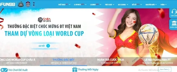 Cá cược world cup cùng Fun88